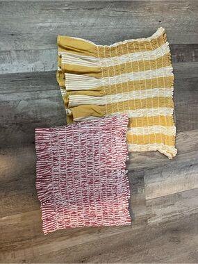 American Eagle Outfitters Red & White Striped Smocked Tube Top Set